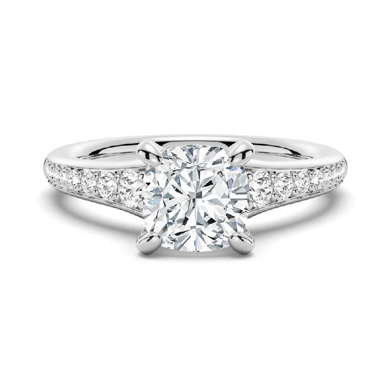 Vintage Cushion Cut Moissanite Engagement Ring With Graduated Band