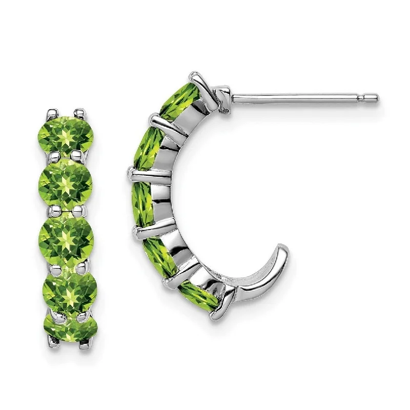 Curata 925 Sterling Silver Peridot J hoop Earrings 19x5mm