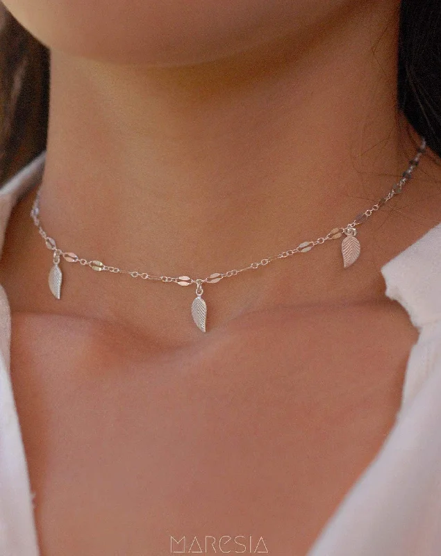 Leaf Choker ~ Sterling Silver 925 or Gold Filled ~ MN009