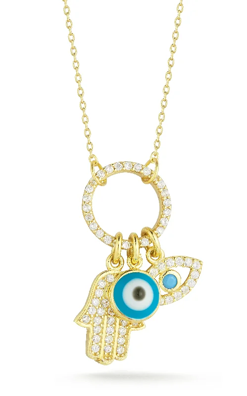 Evil Eye and Hamsa Charm Necklace