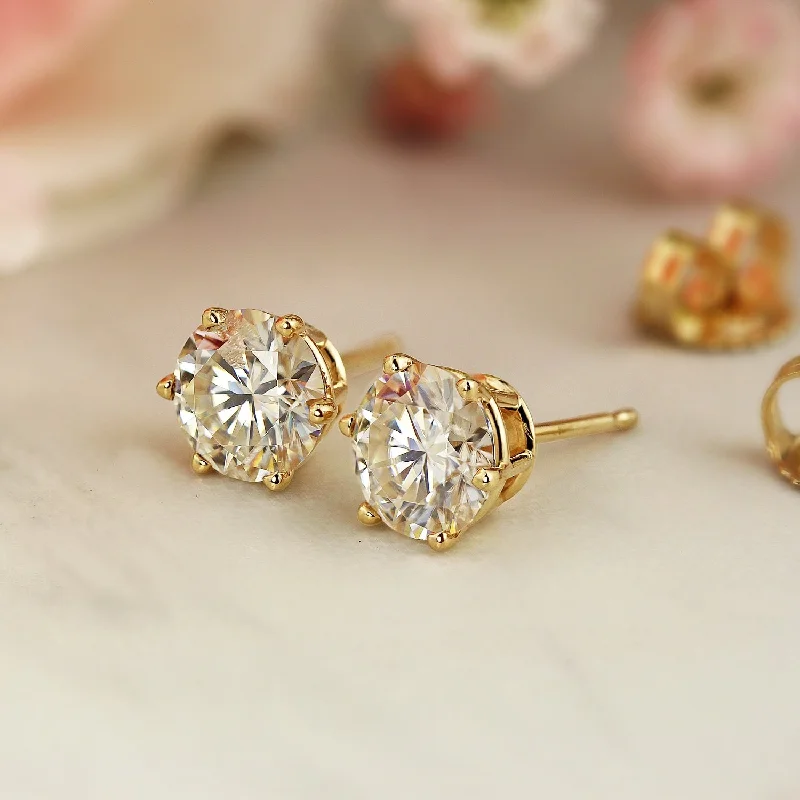 Auriya 2 1/2ctw Round Moissanite Stud Earrings 14k Gold - 7 mm