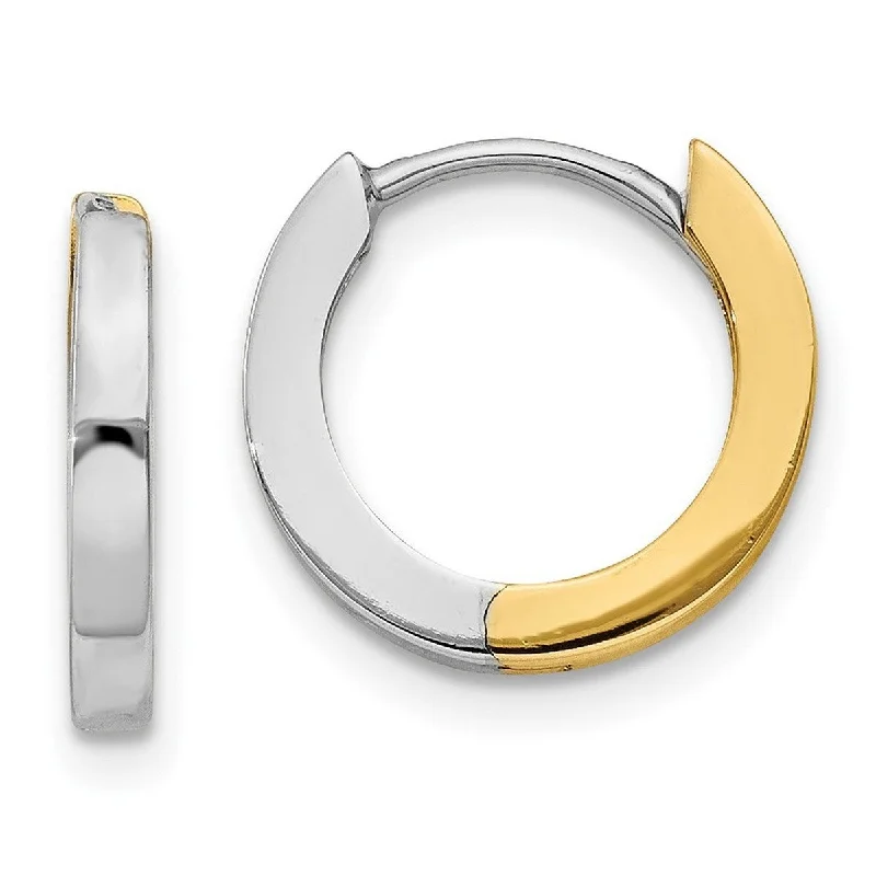 Curata 10k Two Tone Gold 8x2mm Round Hinged Hoop Earrings