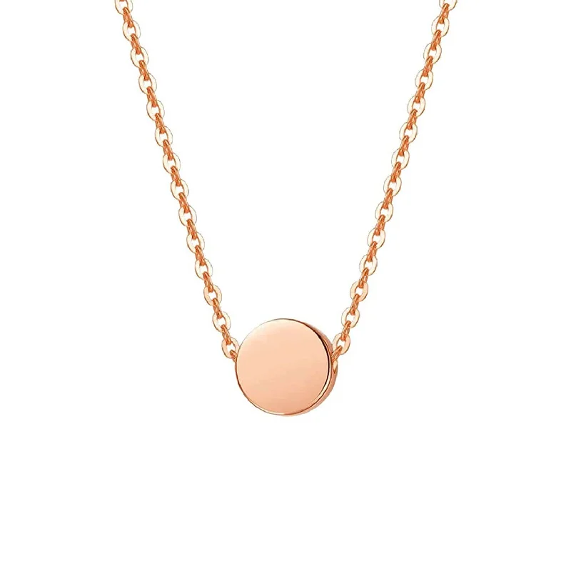 FANCIME Minimalist Coin 14K Rose Gold Necklace