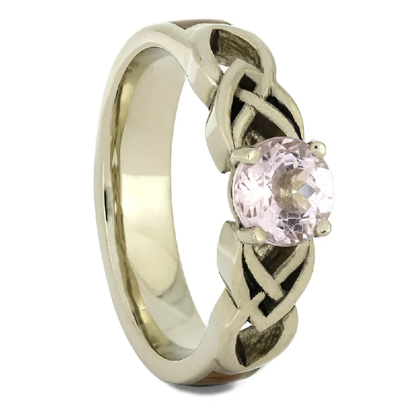 Solitaire Morganite Engagement Ring with Wood