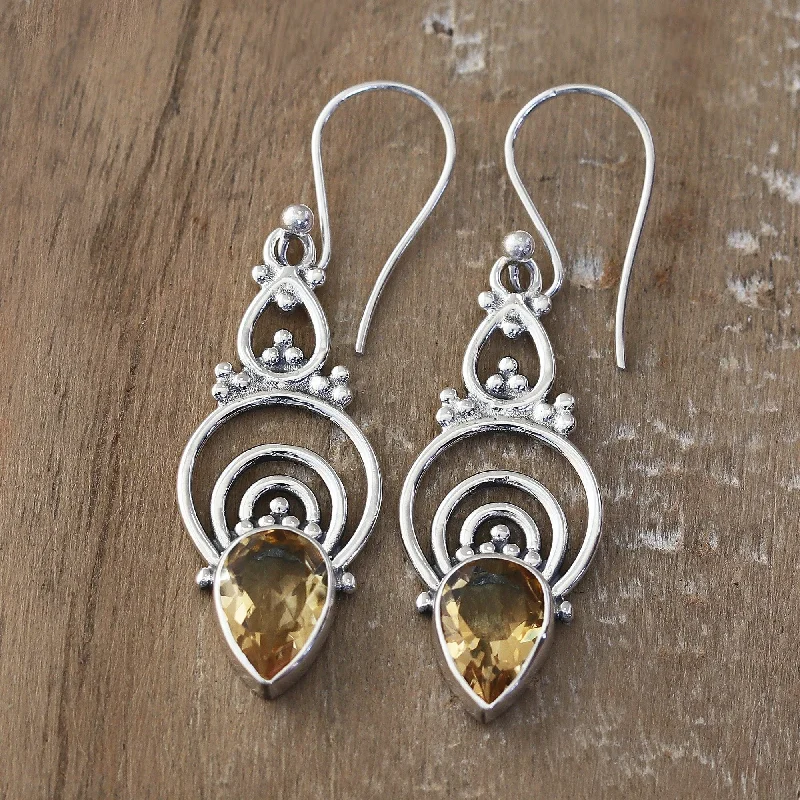 Novica Handmade Sun Glory Citrine Dangle Earrings