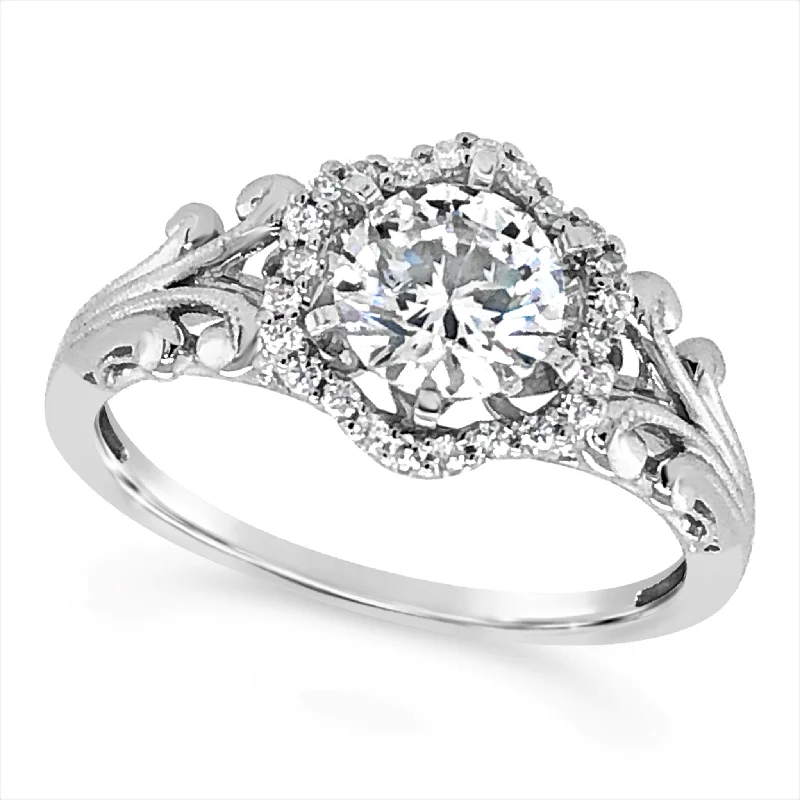 Vintage Style Diamond Halo Engagement Mounting