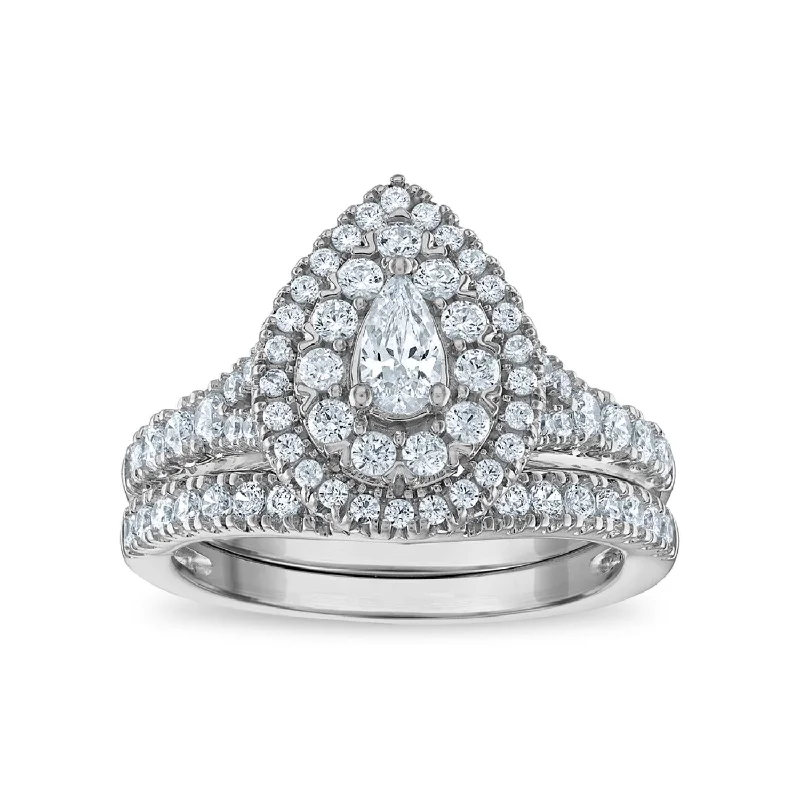 LoveSong EcoLove 1 1/4 CTW Lab Grown Diamond Halo Bridal Set in 10KT White Gold