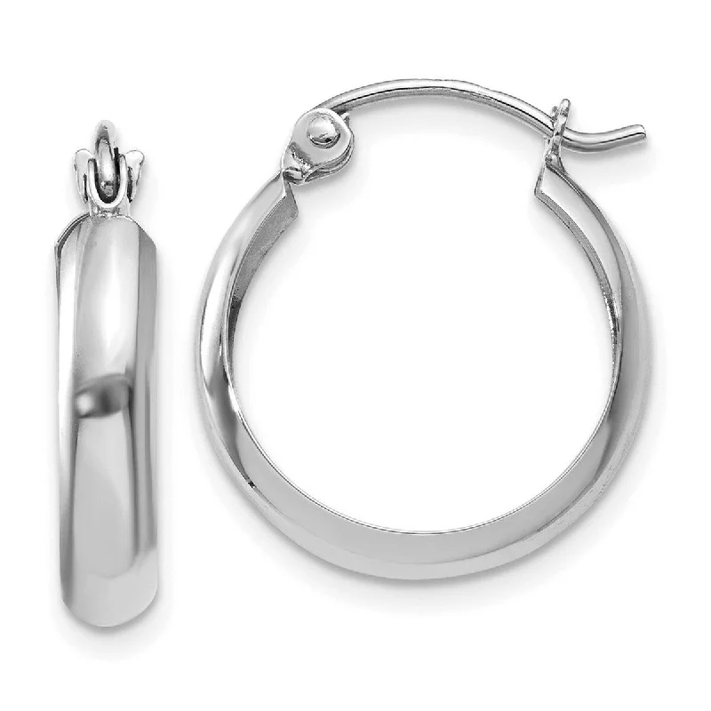 Curata 10k White Gold Polished 14xHoop Earrings -