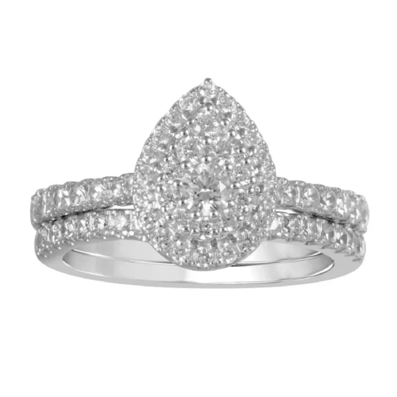 LoveSong EcoLove 1 CTW Lab Grown Diamond Cluster Bridal Set in 10KT White Gold