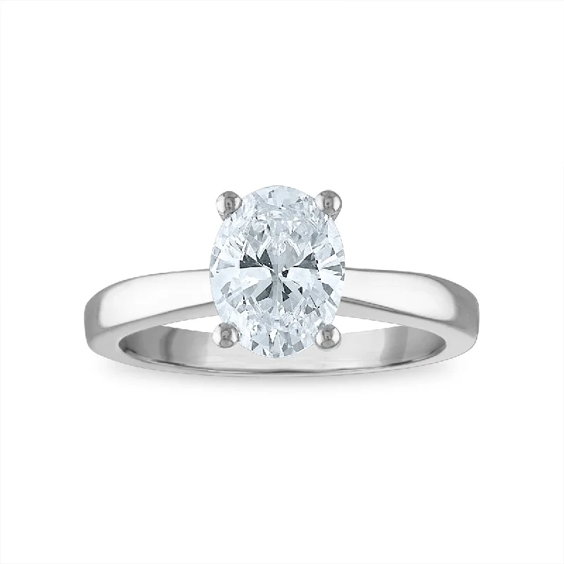 Signature Certificate EcoLove 1-1/2 CTW Oval Diamond Solitaire Engagement Ring in 14KT White Gold