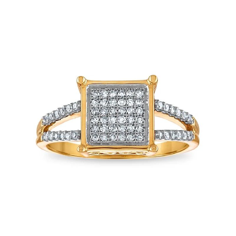 1/5 CTW Diamond Cluster Ring in 10KT Yellow Gold