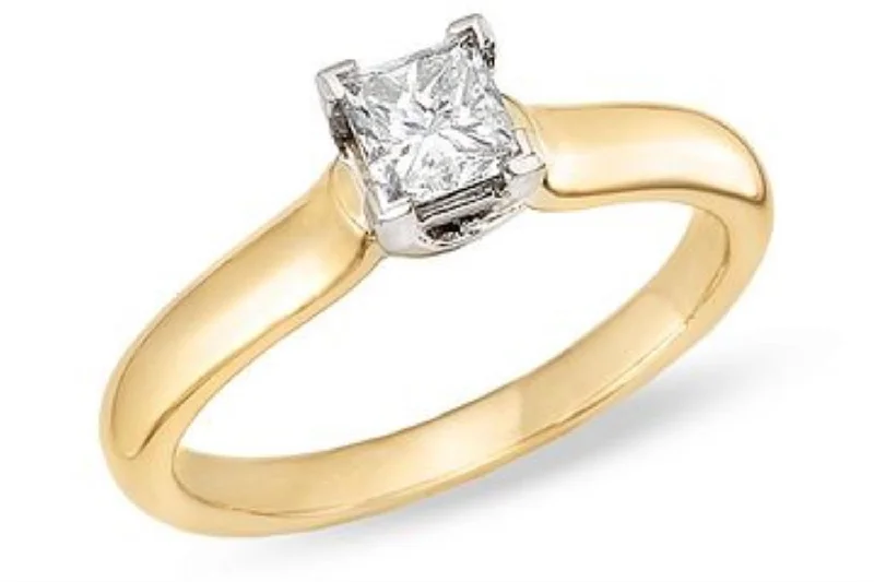 Signature Certificate 1/3 CTW Princess Cut Diamond Solitaire Engagement Ring in 14KT Yellow Gold