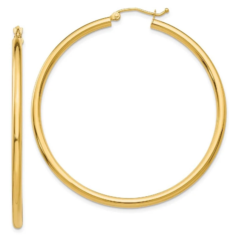 Curata 10k Yellow Gold Polished Lightweight Tube Hoop Earrings - 50x50.88mm