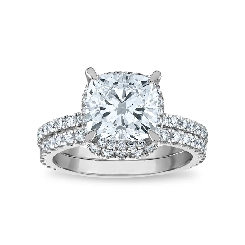 Signature EcoLove 3-3/4 CTW Lab Grown Diamond Halo Bridal Set in 14KT White Gold