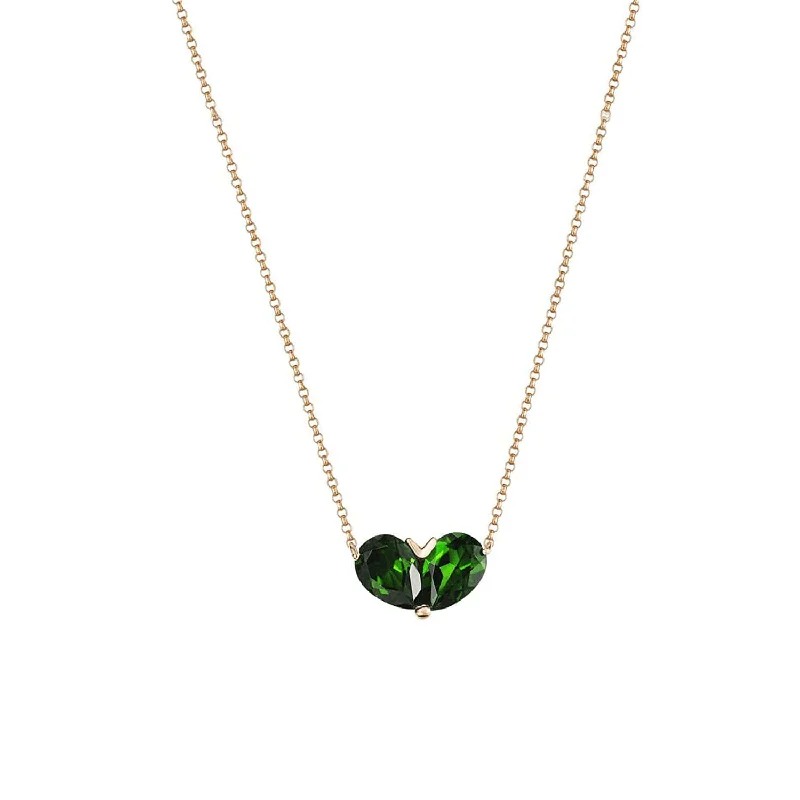 FANCIME Green Tourmaline Heart 18k Rose Gold Necklace