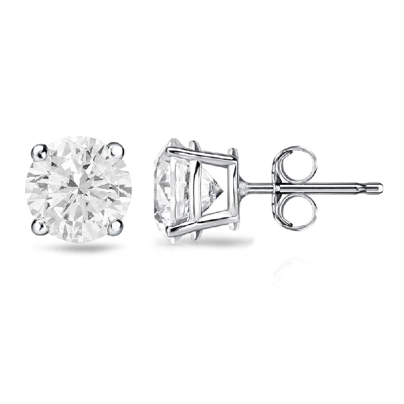 18k Gold 1 1/2ct TW Round Clarity Enhanced Diamond Stud Earrings (H-I, I1-I2)