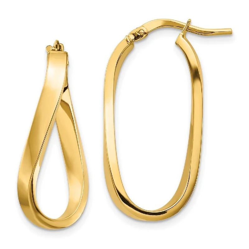 Curata 14k Yellow Gold Polished Wavy Hoop Earrings - 28.52x13.48mm