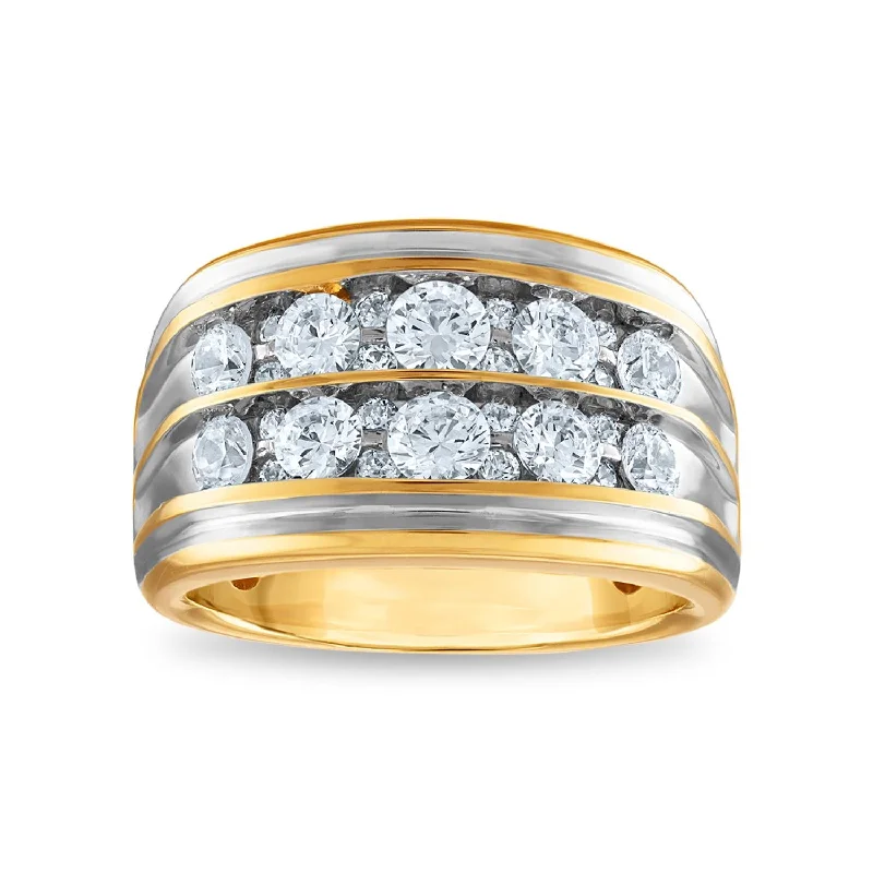 Signature 2 CTW Diamond Wedding Double Row Ring in 14KT Yellow Gold